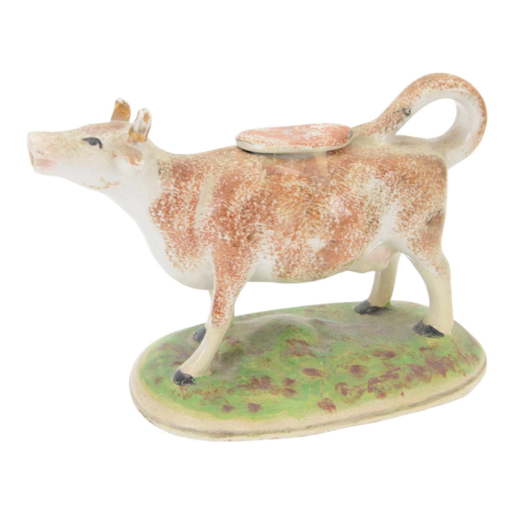 Collection of 19th century and later cow creamers, including three black glaze examples, two mottled brown examples etc  