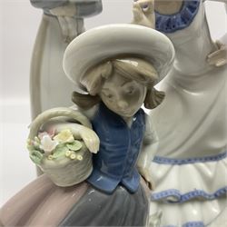 Five Lladro figures, to include How do you do 1439, Sweet Scent 5221, Shepherdess with duck 4568, etc and one Nao 