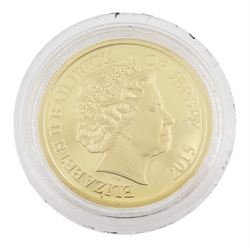 Queen Elizabeth II 2015 Jersey gold proof one pound coin, boxed with certificate