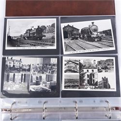 One-hundred and seventy two early 20th century Whitby view postcards, including a detailed collection documenting the destruction of Whitby following the bombardment by the German Fleet in 1914, a selection depicting the construction of the pier extensions, the opening of the new river drawbridge, a re-enactment of the medieval tradition of building the 'Penny Hedge' and the 1932 flooding of the town centre, together with a selection depicting social events at Spa, all housed within a Stanley Gibbons Picture Postcard Album