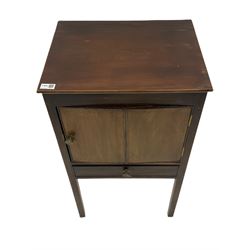 Georgian mahogany night cupboard, enclosed by single door and fitted with single drawer, square supports