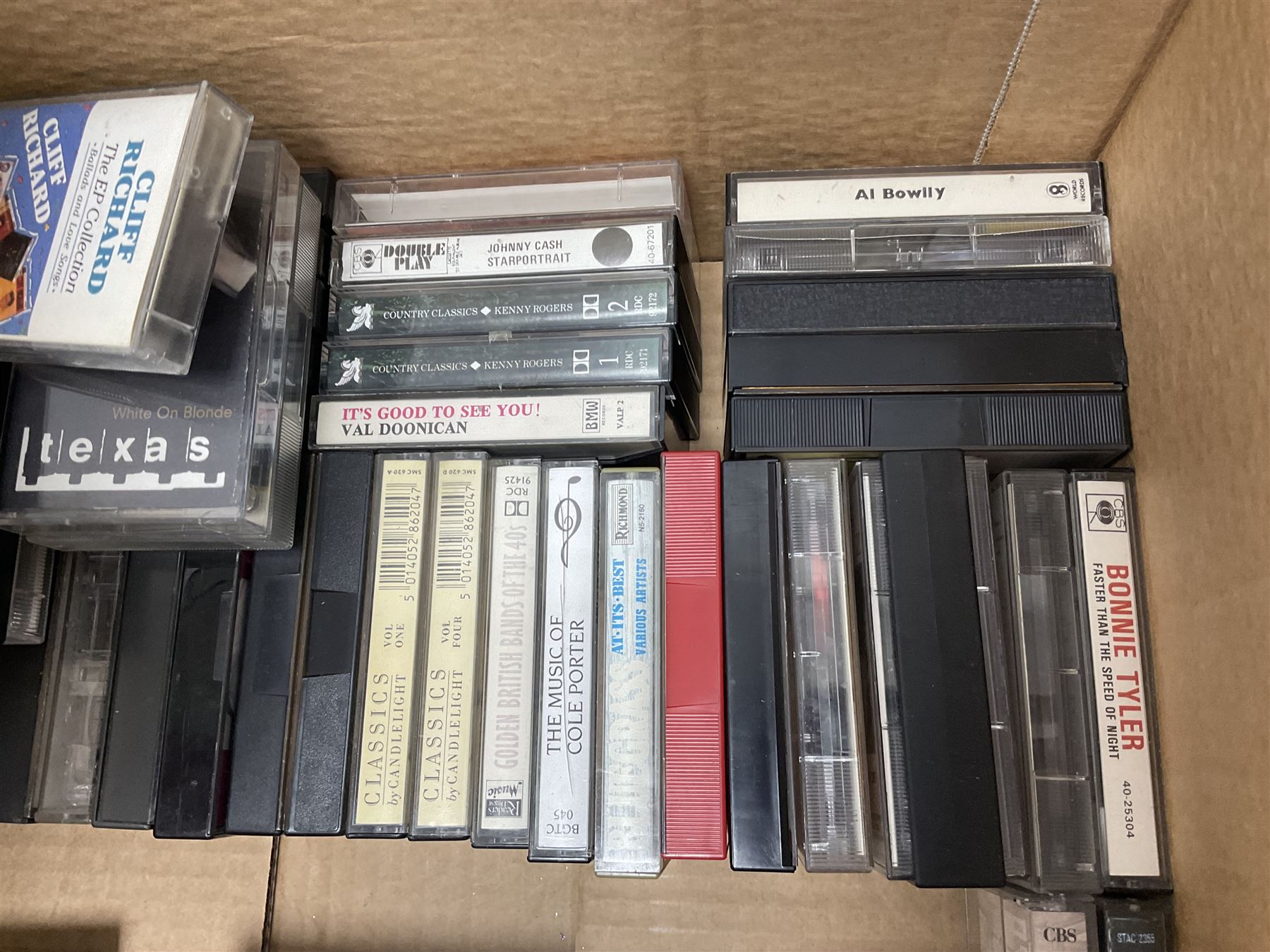 Thirty-one LP records including Everly brothers, Elvis Presley, Joe Walsh etc; and quantity of cassette tapes, etc