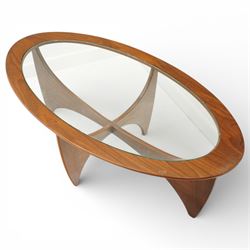 Ib Kofod-Larsen (1921-2003) Astro for G-Plan - teak Astro coffee table, oval form with inset glass top