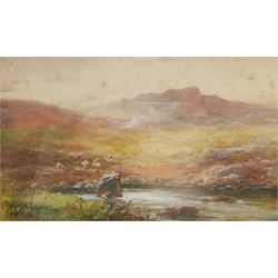 George Brooks Percy Lillington (British 1850-1932): Stone Bridge Dartmoor, watercolour signed 30cm x 50cm; George Henry Jenkins (British 1838-1914): Sheep on Dartmoor, watercolour signed 17cm x 28cm (2)
