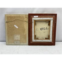 Daphne Wearne (Australian 20th century): 'Australian Wild Flowers', oil on board signed, labelled verso together with Continental School (20th century): Still Life of Flowers in a Vase, oil on canvas indistinctly signed max 34cm x 24cm (2)