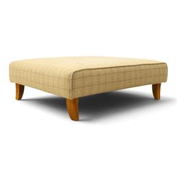 Large footstool, upholstered in tweed fabric