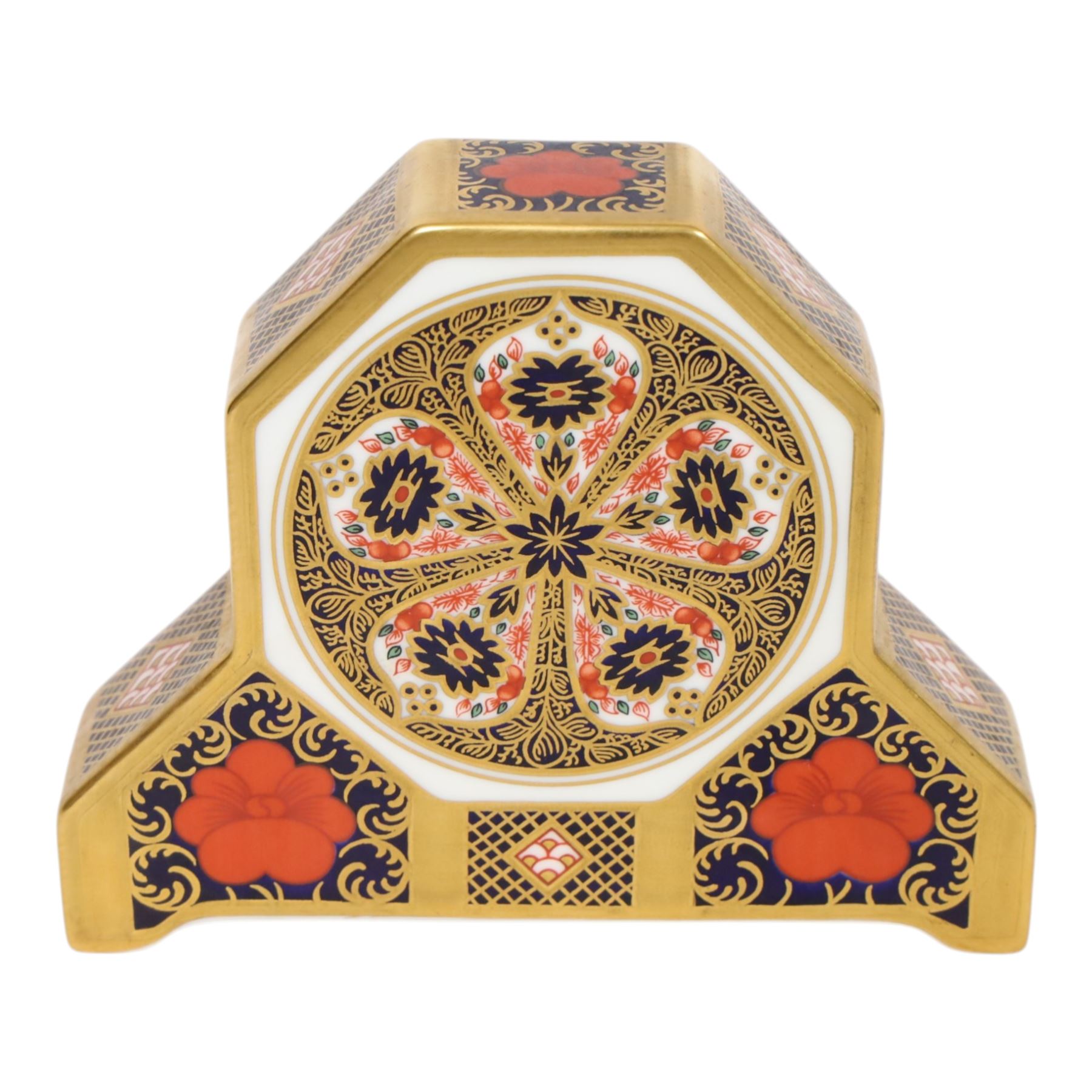 Royal Crown Derby 1128 Old Imari mantel clock, with box, H11cm