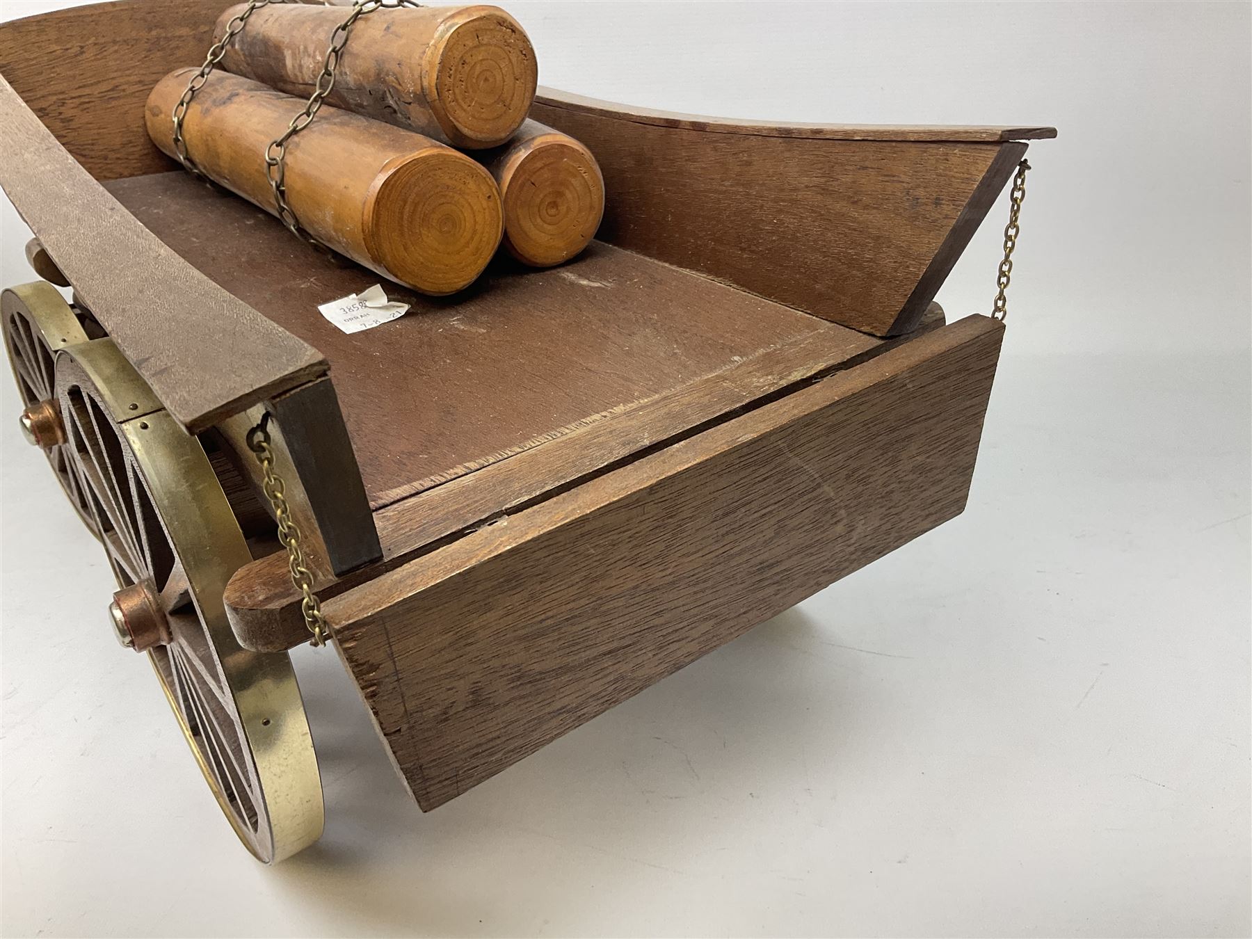 Four Melba Ware Shire horse figures and another similar, and three wood carts
