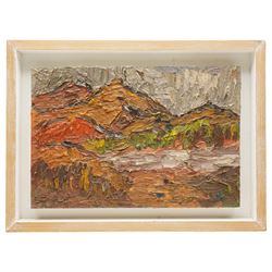 Barry De More (Yorkshire 1948-2023): 'Arran from Bute', oil and impasto on board signed titled and dated 2011 verso 28cm x 41cm