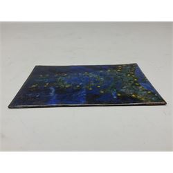 Henry George Murphy (1884-1939), large Arts & Crafts enamel panel, of rectangular form in mottled tones of blue with flecks of gold, H15.5cm W10cm

