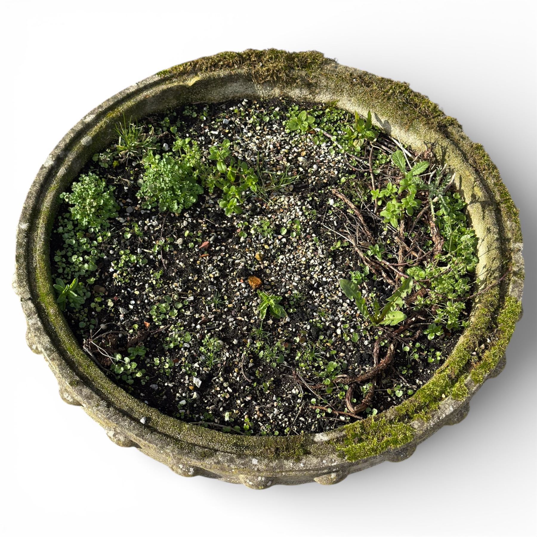 Large cast stone round planter / urn