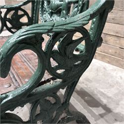 Cast iron and wood slatted garden seat