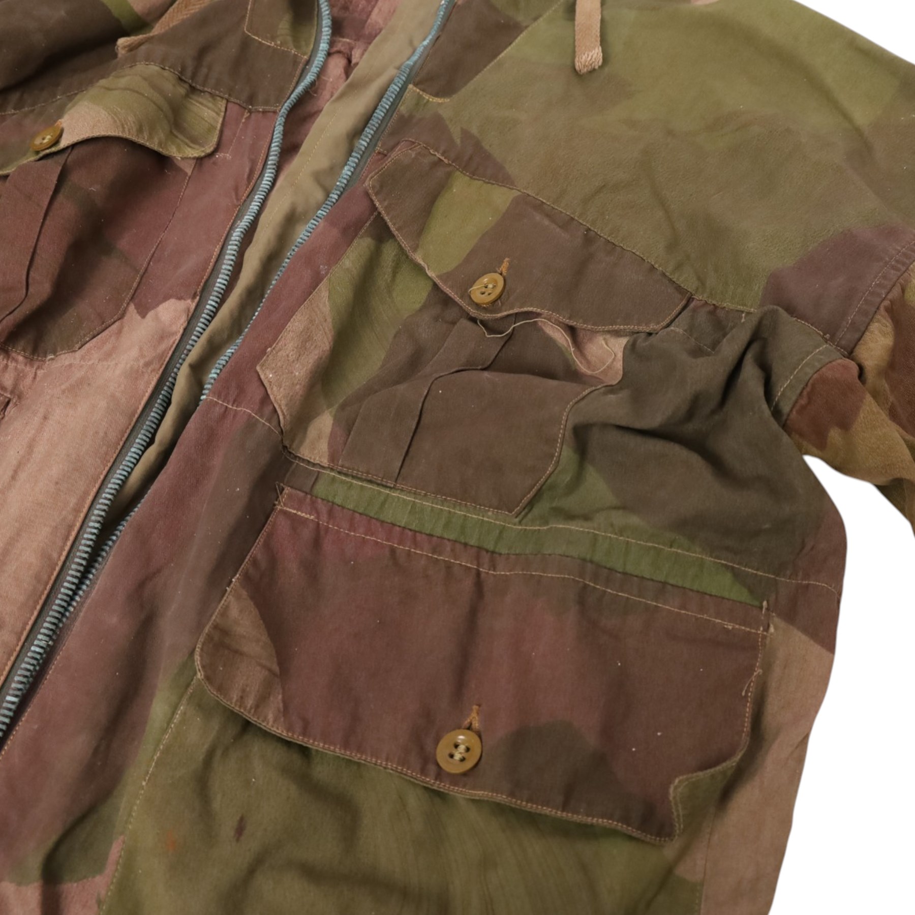 WWII British Army camouflage windproof smock, label inside marked 'Smock Windproof size No. 5 ... C.W.S Ltd with broad arrow 