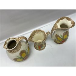 Murano glass dish together with three Myott jugs etc