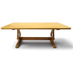 Acorn Industries - oak dining table, rectangular top with rounded corners and chamfered ed...