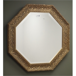  Ornate hexagonal gilt framed bevel edged mirror, W65cm, H65cm  