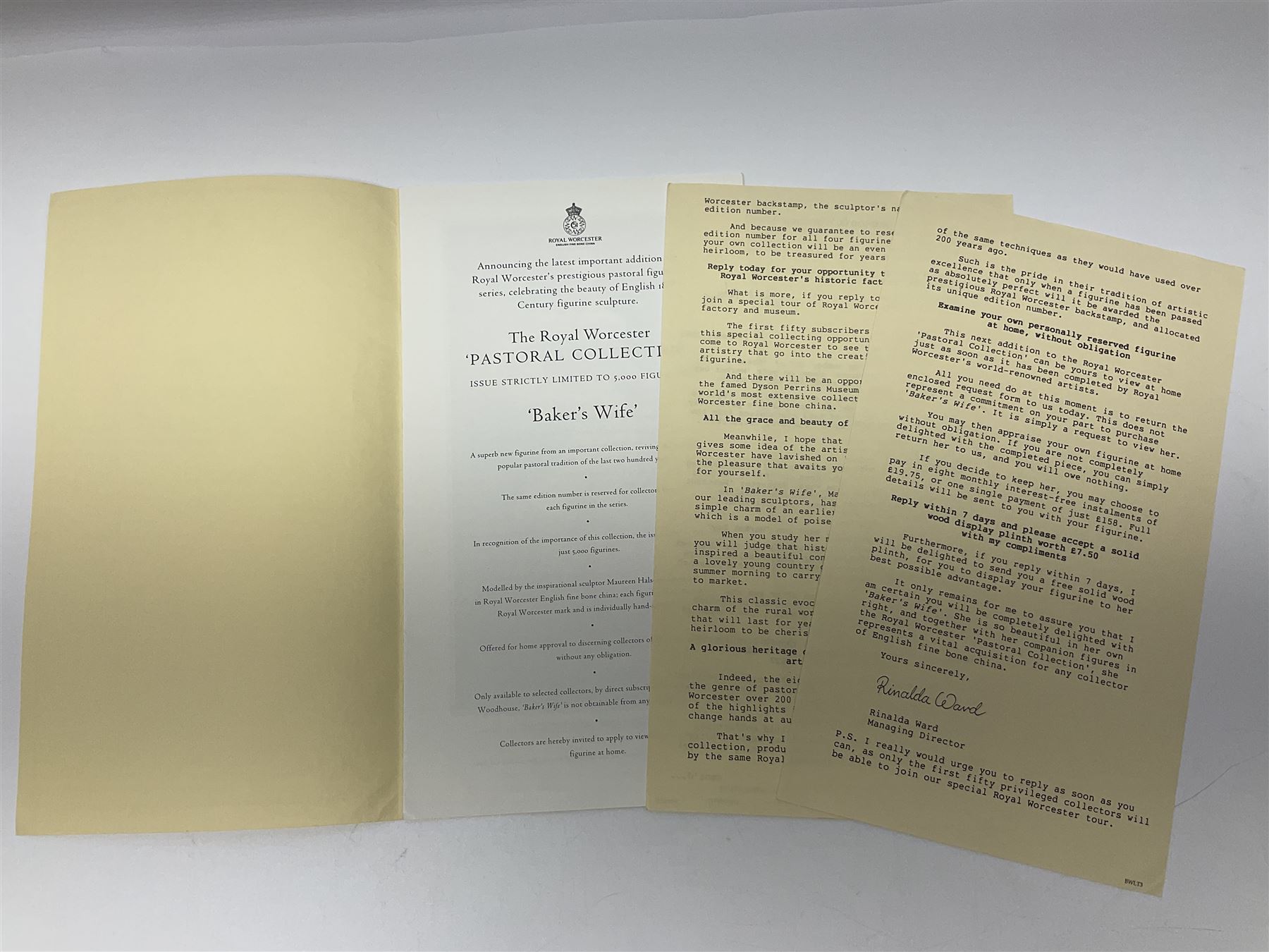 Five Royal Worcester figures, comprising Market Day, Noelle, Bakers Wife, Goose Girl and Fruit Picking, all with printed marks beneath and some with certificates of authentication  