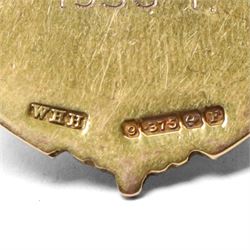 9ct gold enamel football fob, Birmingham 1930