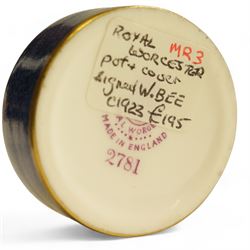 Royal Worcester pill box and cover, hand painted with apples and cherries to the lid, shape no 2781, signed W.Bee 