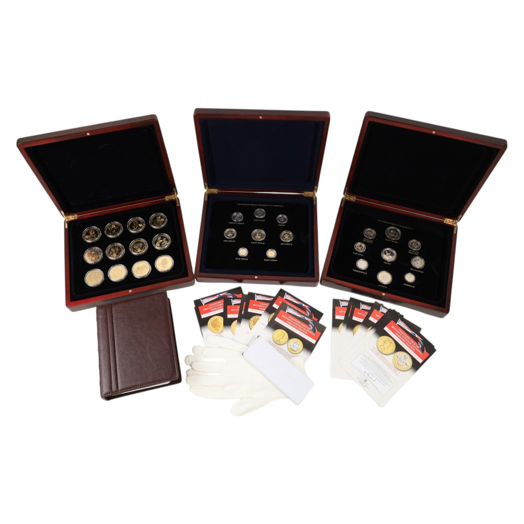 'The Royal House of Windsor' and 'Changing Face of Britain's Coinage' coin collections, issued by The London Mint Office, cased with certificates
