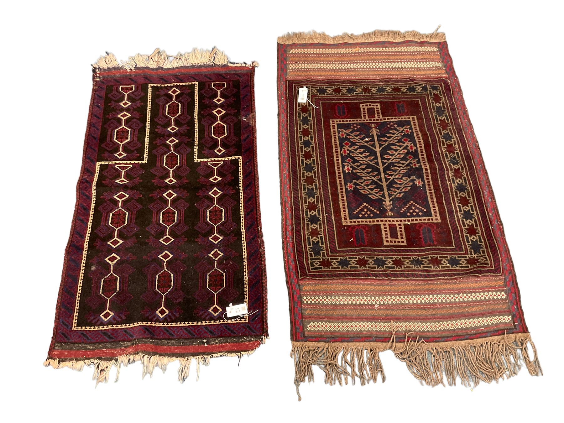 Persian Tree of Life design rug (140cm x 82cm), and a Persian prayer rug (130cm x 73cm)