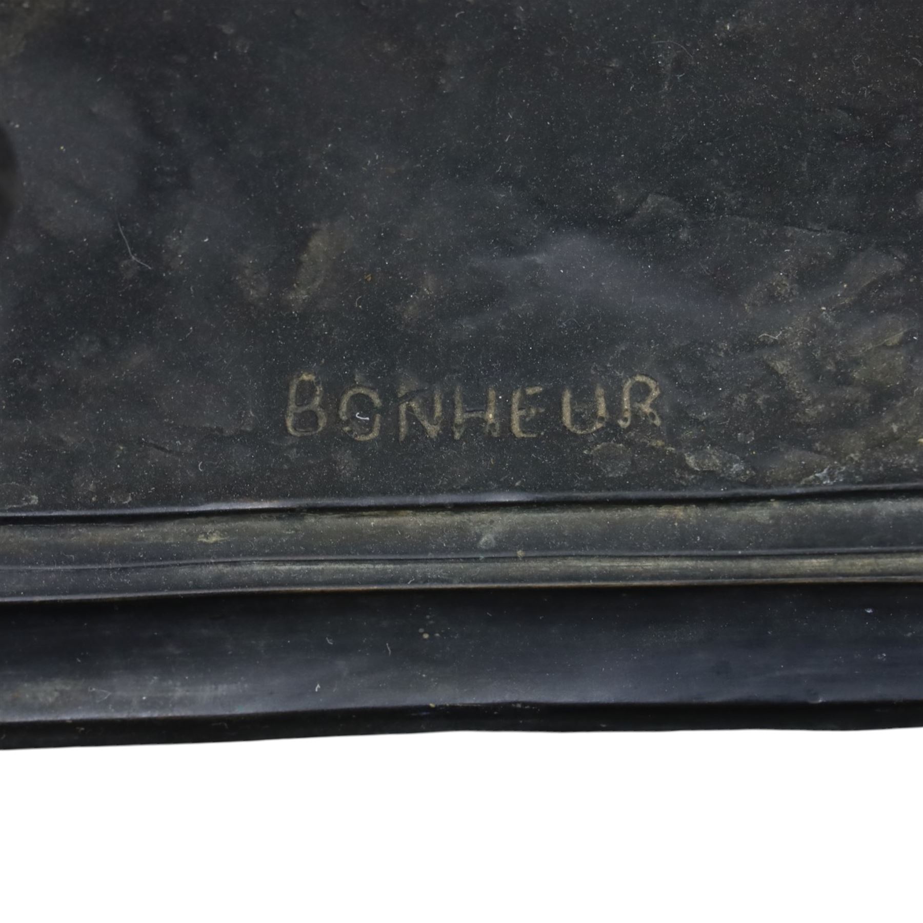 After Isidore Jules Bonheur (1827-1901), bronze figure of a jockey on horseback, upon a rectangular base, signed Bonheur, H88cm