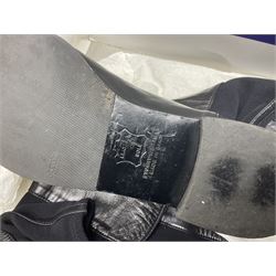 Collection of designer ladies shoes and boots, to include Donald J Pliner black court wedge, Stuart Weitzman over the knee stretch boots, Aquatalia Carmen boots, two pairs of Kurt Geiger ankle boots and Russel & Bromley Canterbury riding boots, various sizes, all in boxes (6)