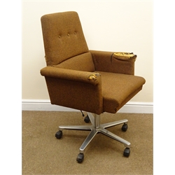  Thur-op-seat childs chair with plywood seat, H67cm, another childs chair with red slatted seat back, and arms H56cm and a Darkinsa office chair (3)  