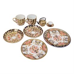 Royal Crown Derby imari pattern, miniature teapot and teacup, together with two cups and s...