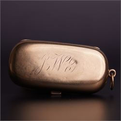 Edwardian 9ct gold double full sovereign coin case, engraved with initials by Aaron Lufkin...