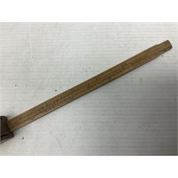 Late 18th/early 19th century boxwood ruler with four slides, for use by Customs &. Excise in the brewery trade; scales on all four sides each having a central slide with divisions on either side;  possibly made by 'E. Roberts, Dove Court, Old Jewry, London' (Edward Roberts (I) 1749-1776 & Edward Roberts (II) 1788-1795) L30.5cm