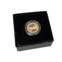 Queen Elizabeth II Tristan Da Cunha 2018 'Defending Britain's Skies for One Hundred Years' coloured gold quarter sovereign, housed in Hattons of London box