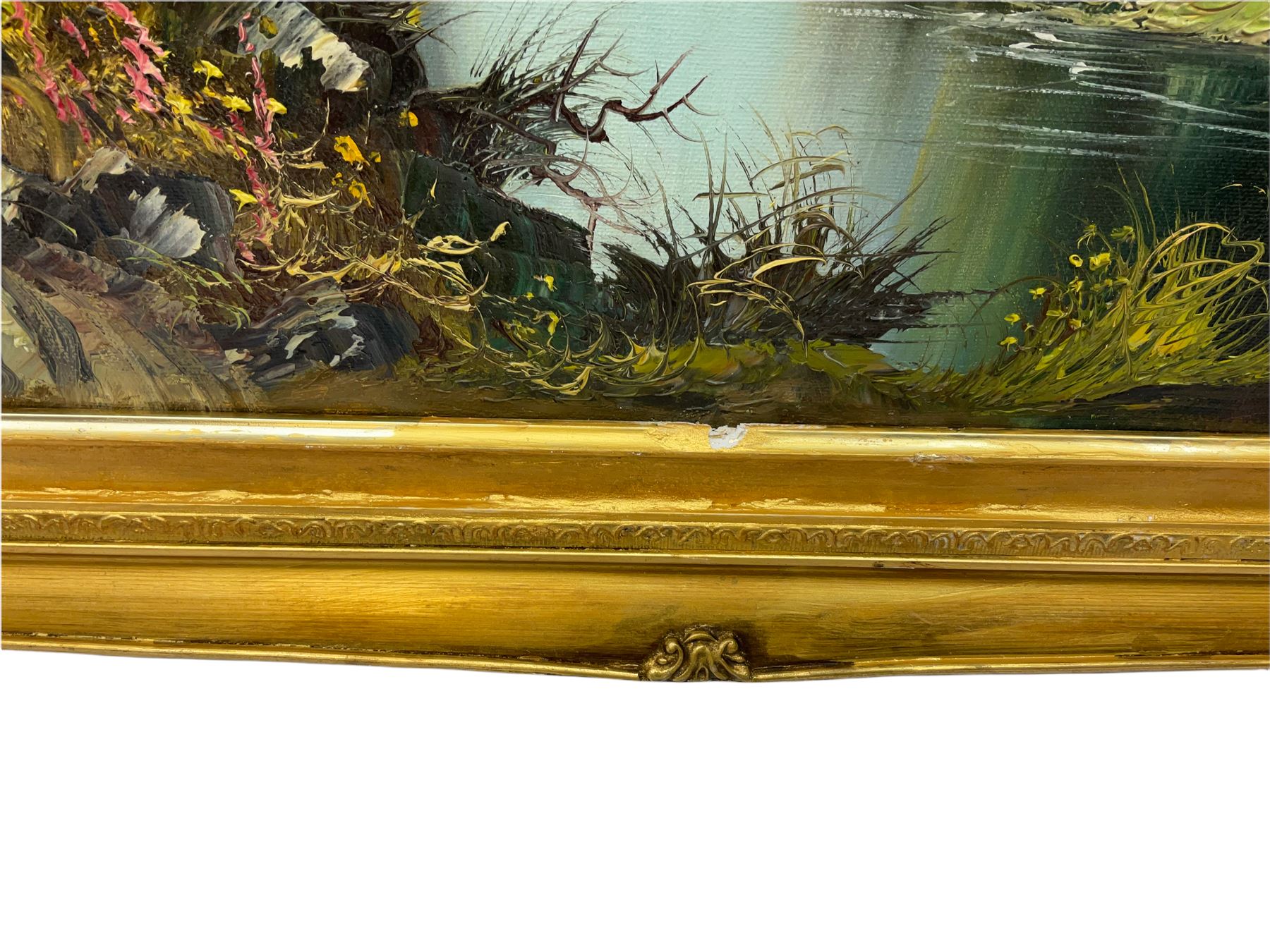 John Corcoran (British 1942-): Cottage in a Woodland Landscape, oil on canvas signed 60cm x 90cm