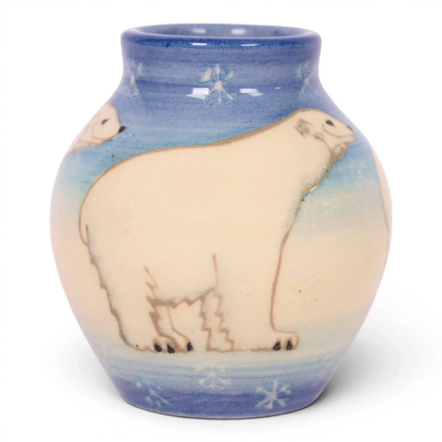 Dennis China Works miniature vase, decorated with polar bears, H9cm