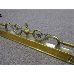  Telescopic brass fire fender with central scroll decoration, L147cm  