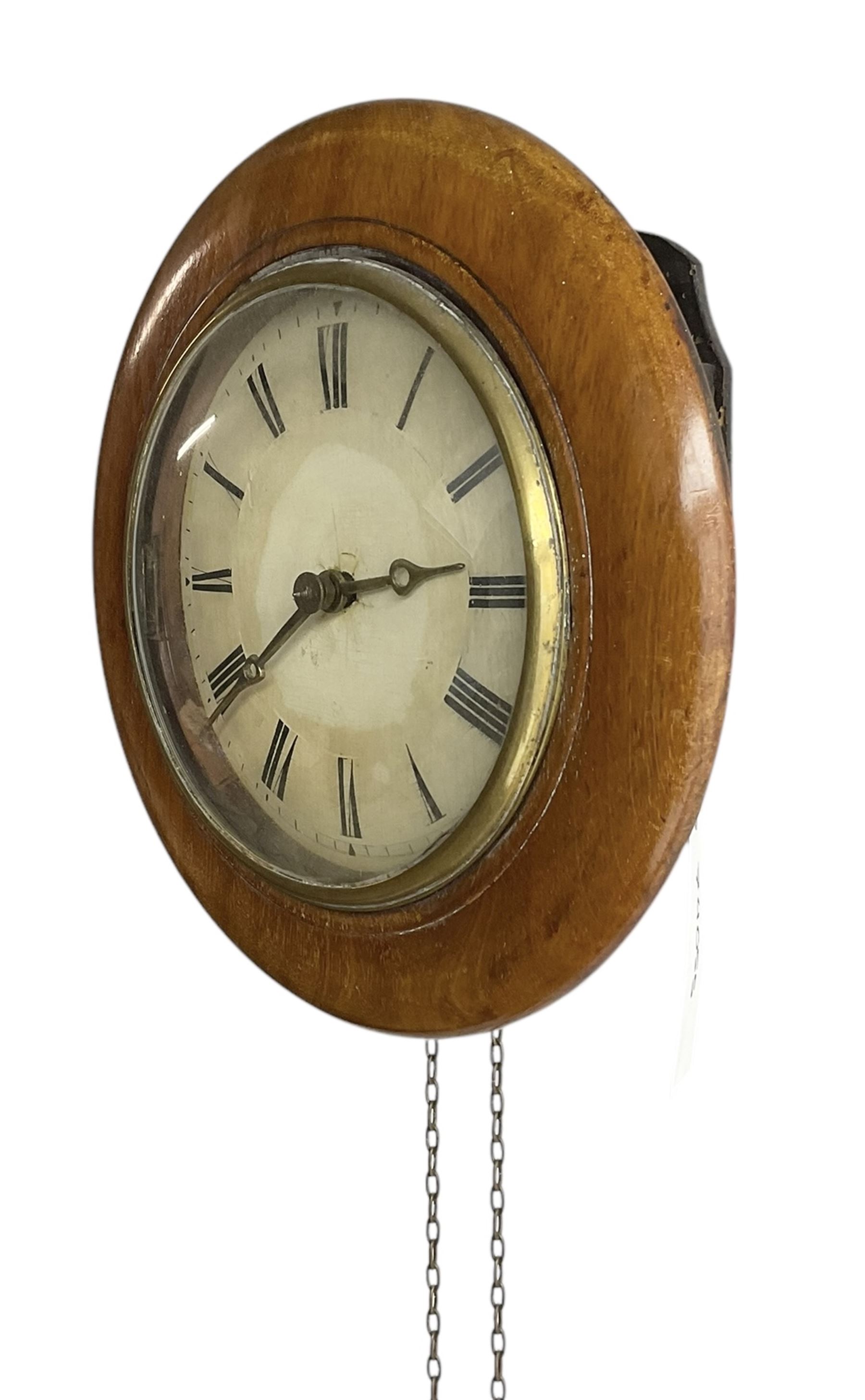 German- late 19th century 30hr weight driven wall clock, with a mahogany dial surround and painted 6