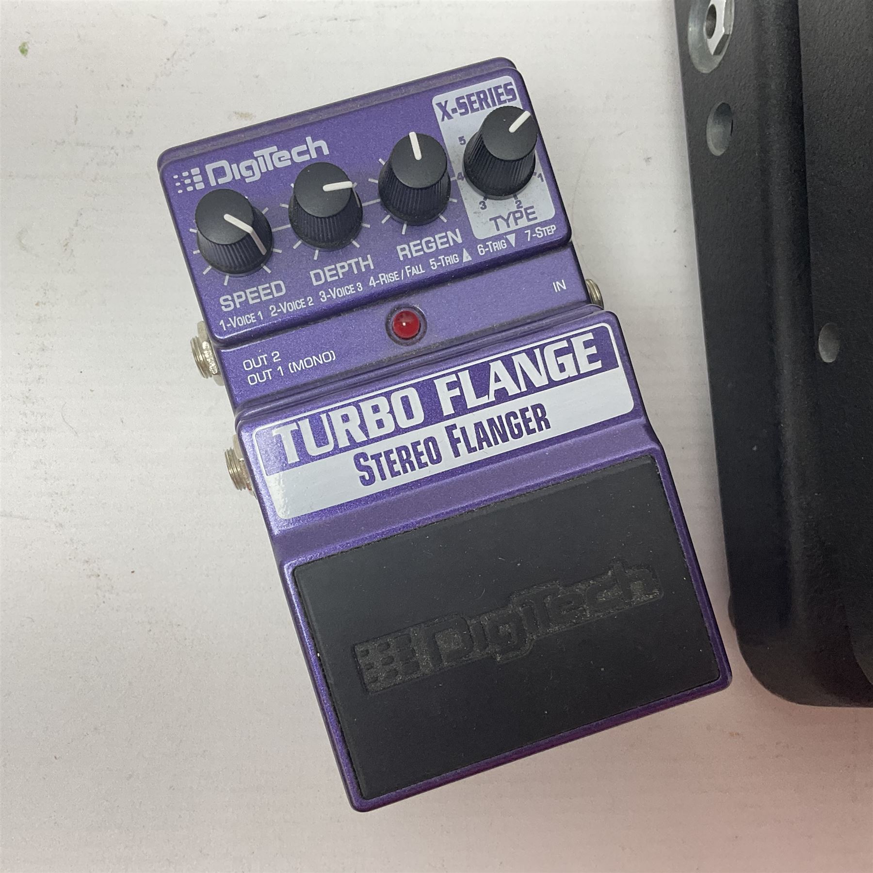 Three guitar pedals, to include Dunlop Crybaby Wah, Model GCB-95, Digitech Turbo Flange stereo flanger and a DOD Overdrive Preamp/250 