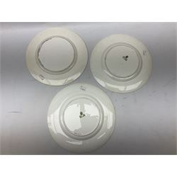 Four Frank Reynolds figures of ladies together with five plates painted by the same artist