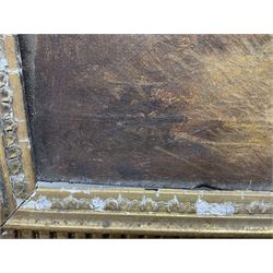 English School (19th Century): Donkey and Dog in a Stable, oil on canvas signed 'J Wheeler' 36cm x 49cm 