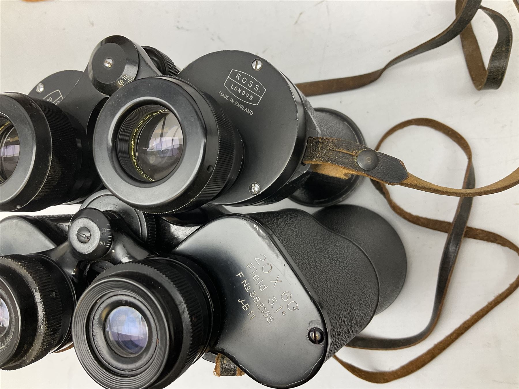 Ten cased pairs of binoculars, to include Rainbow 20x60, Barr & Stroud 7x, Yashica 7x50, Ross London Stepmur 10x50, Wray London Defiant 10x35, Canon 8x30 etc