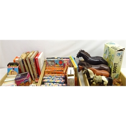  Children's toys including 3D Viewmasters with light attachment and various discs, novelty playing cards, 'Snow White' and 'Silly Symphony' Disney jigsaw puzzles circa early 1940s in original boxes by Williams Ellis of London, board games and toy horses, in three boxes  