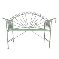 Regency design wrought metal bench, the 