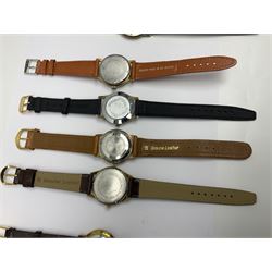 Ten manual wind wristwatches including Yeoman, Pinnacle, Avia, Walker & Hall, Argonaut, Roberts & Owen, Exactus, Uno, Amida and Elco