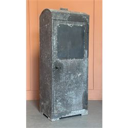 Riveted and galvanised steel Gargoil oil forecourt oil cabinet, C.1930's, the door opening...