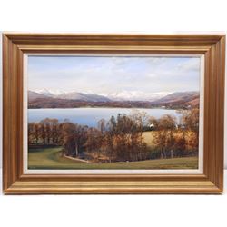 Alan R Thompson (British 1953-): Langdale Pikes covered in Snow, oil on canvas signed, dated 1988 verso 49cm x 75cm
Provenance: with La Galerie d'Art Windermere, label verso