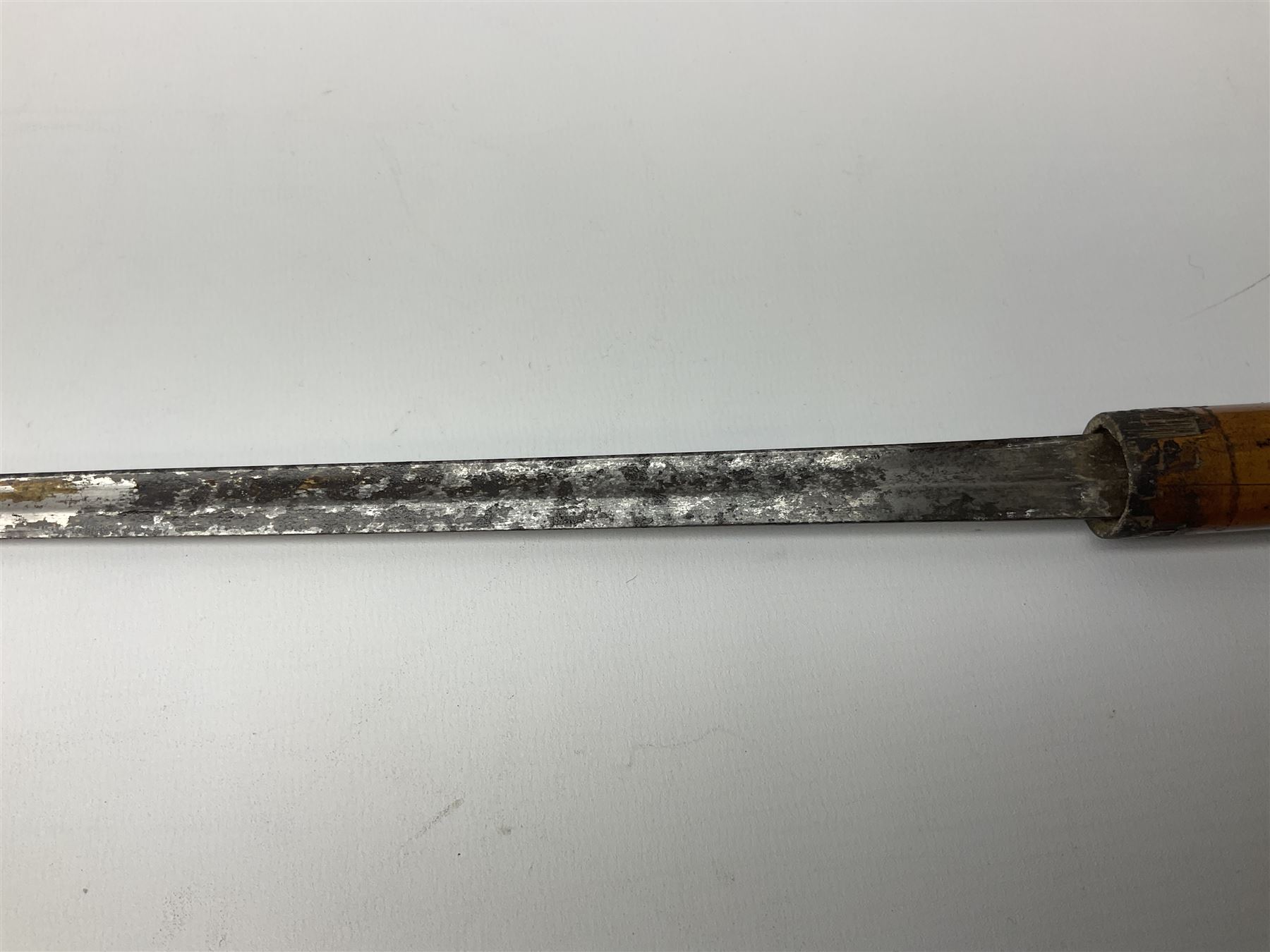 Late 19th/early 20th century sword stick/walking cane with 38cm fullered steel blade 85cm overall