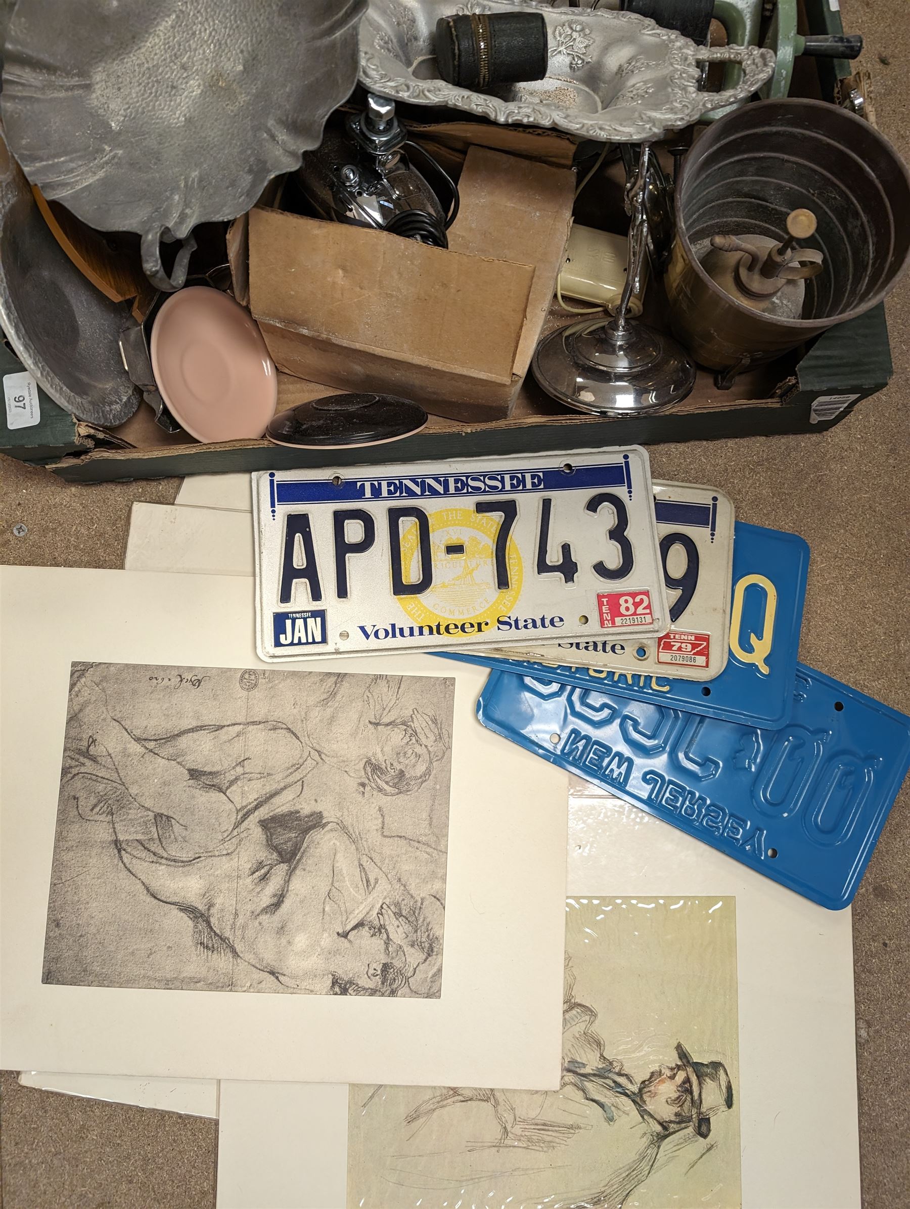 Harry Potter books, Metamatec clocks, Hartmann German binoculars, pewter, Golly enamel badges and other collectables