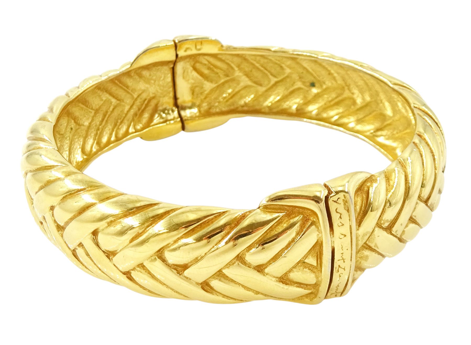 Yves Saint Laurent gilt metal 'quilted' bangle