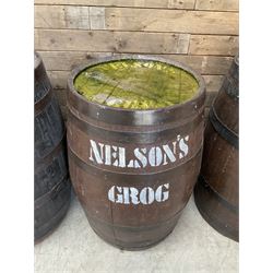 Four coopered barrel pub tables 