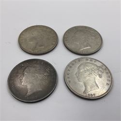 Four Queen Victoria 1887 silver halfcrown coins